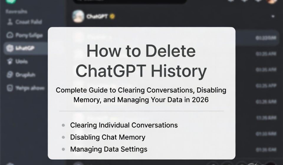 How to Delete ChatGPT History: Complete Guide to Clearing Conversations, Disabling Memory, and Managing Your Data in 2026