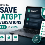 Screenshot showing how to save and export ChatGPT conversations safely