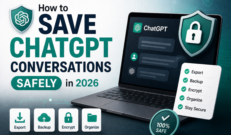 Screenshot showing how to save and export ChatGPT conversations safely