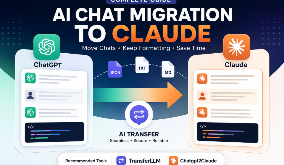 AI Chat Migration to Claude complete guide with ChatGPT to Claude transfer workflow and AI transfer tools