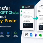 ChatGPT chat transfer tool showing export to Notion without copy-paste