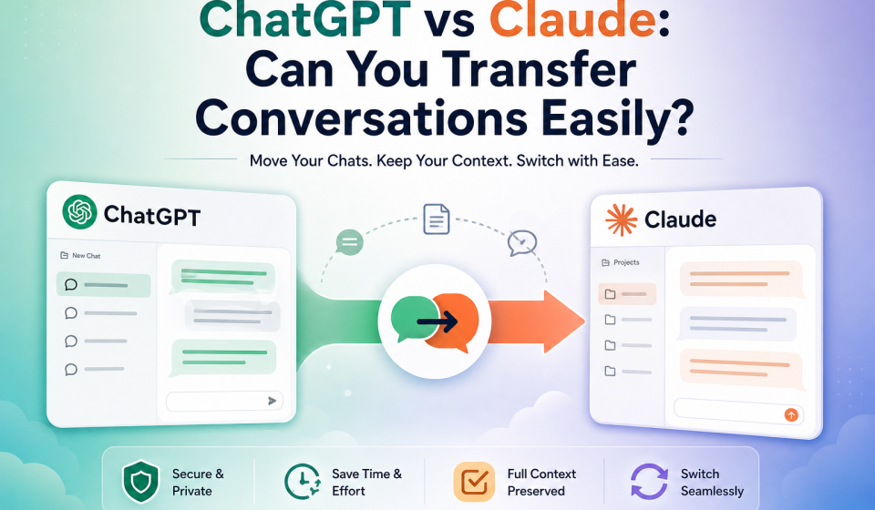 ChatGPT vs Claude transfer comparison showing two AI chat interfaces side by side