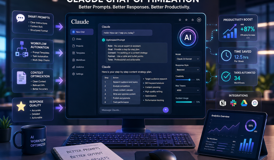 Claude AI chat optimization workflow illustration
