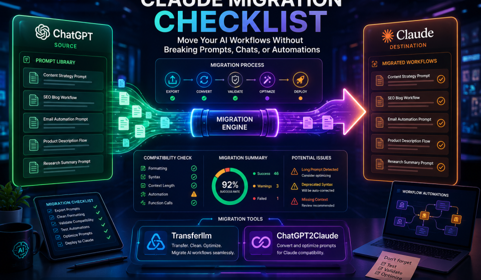 AI workflow migration dashboard for Claude migration checklist