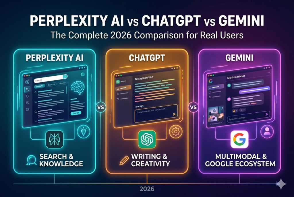 Perplexity AI vs ChatGPT vs Gemini: The Complete 2026 Comparison for Real Users