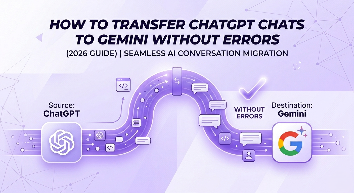 How to Transfer ChatGPT Chats to Gemini Without Errors (2026 Guide)